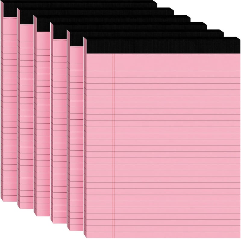 Ciphyfee 6pcs Legal Pads 8.5 x 11,Notepads 8.5 x 11 Inch, 30 Sheets/Pack, Pink Note Pads Clear Print Writing Pads of Paper, Perforate Wide Ruled Lined with Sturdy Back for Office, Business & School Supplies - Image 1
